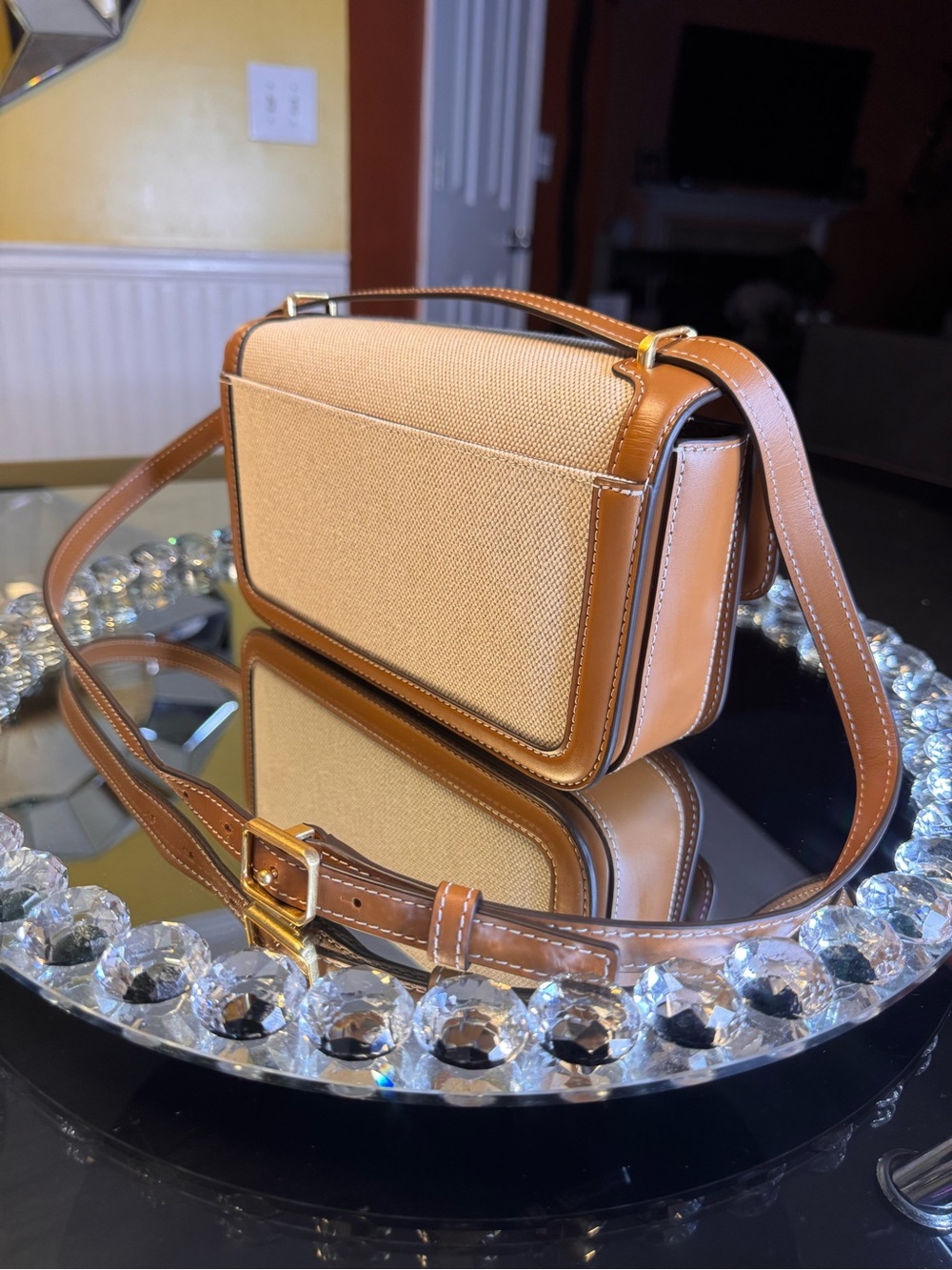 Eleanor Small Leather Straw Convertible Shoulder Bag - Picture 11 of 13